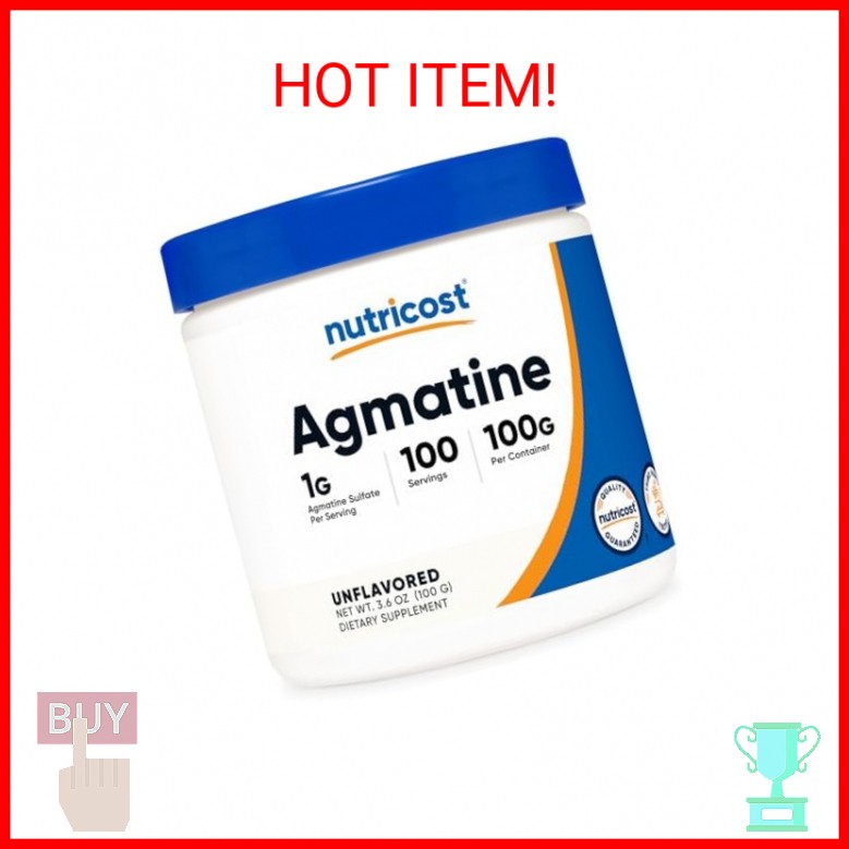 Nutricost Agmatine 100 Grams – Pure Agmatine Powder 100 Servings (Agmatine Sulfa