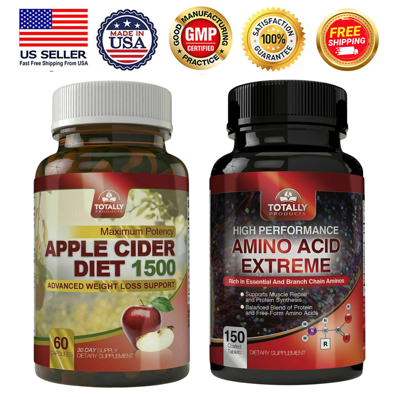 Apple Cider Vinegar 1500mg Weight Management and Amino Acid Muscle Supplement