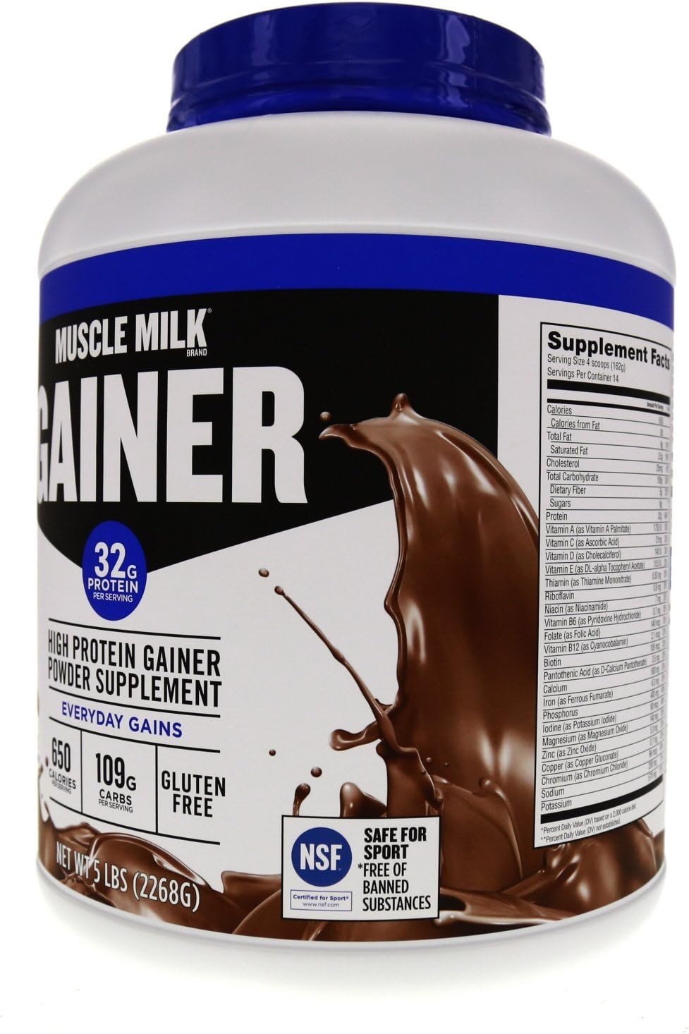 Muscle Milk Gainer Protein Powder, Chocolate, 32g 5 Pound (Pack of 1)