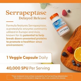 All Natural Sinuses Relief Serrapeptase 40,000 SPU (90 Caps)