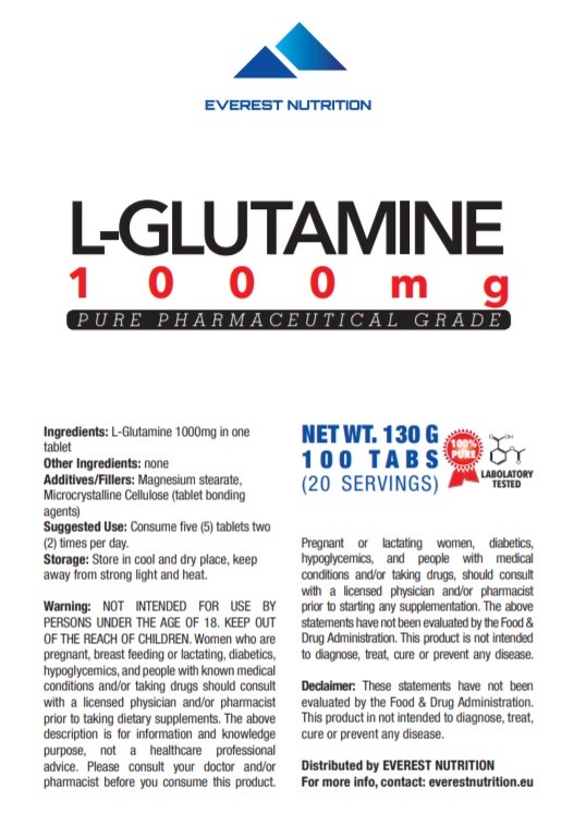 L-GLUTAMINE 1000mg TABS REGENERATION ANTICATABOLIC LEAN MUSCLE NEUROTRANSMITTER