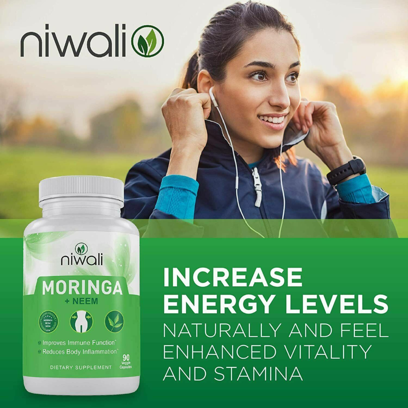Niwali Moringa + Neem Capsules – Immune Support & Inflammation Relief | 90 cap