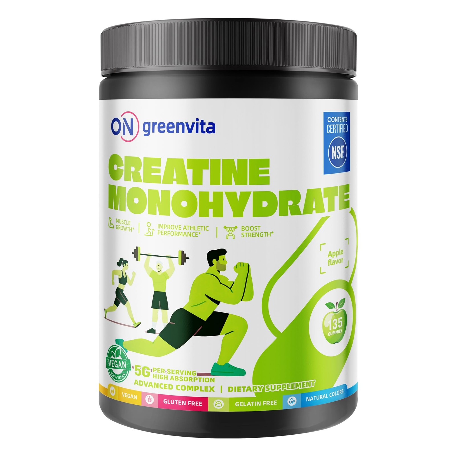 Creatine Monohydrate Gummies, NSF Certified Creatine Gummy, 5g Dose for Men a…