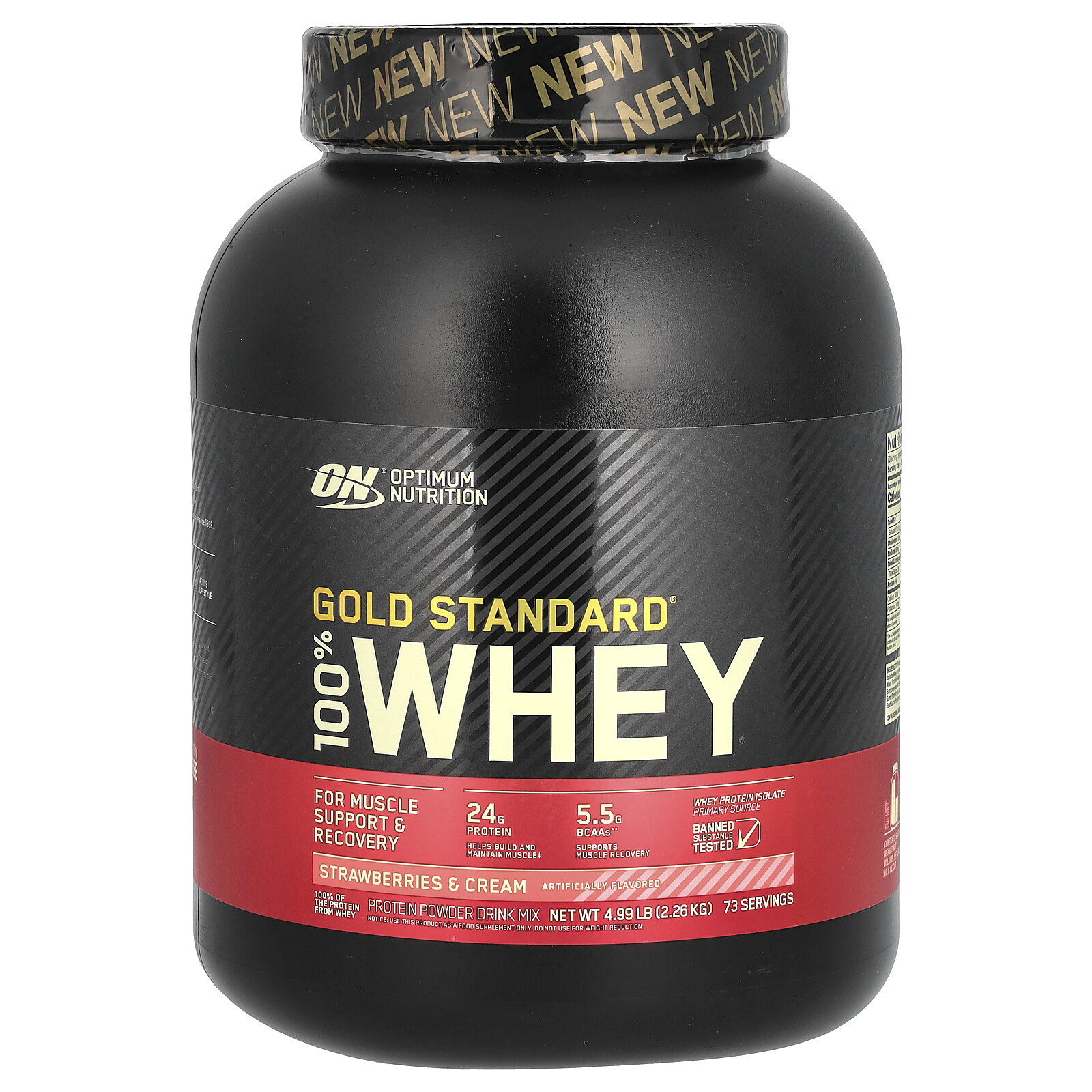 Gold Standard 100% Whey, Strawberries & Cream, 4.99 lb (2.26 kg)