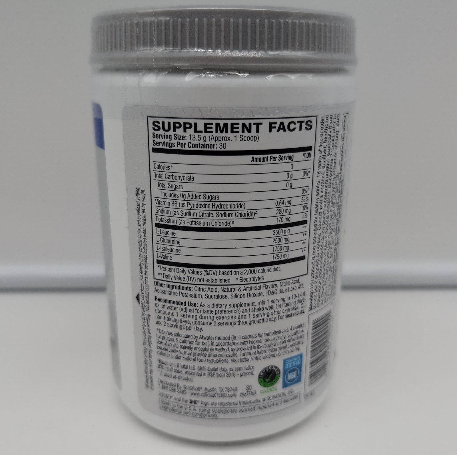 XTEND Original 7g BCAA Blue Raspberry Ice Muscle Recovery 30 Serv 14.3oz BB 8/27