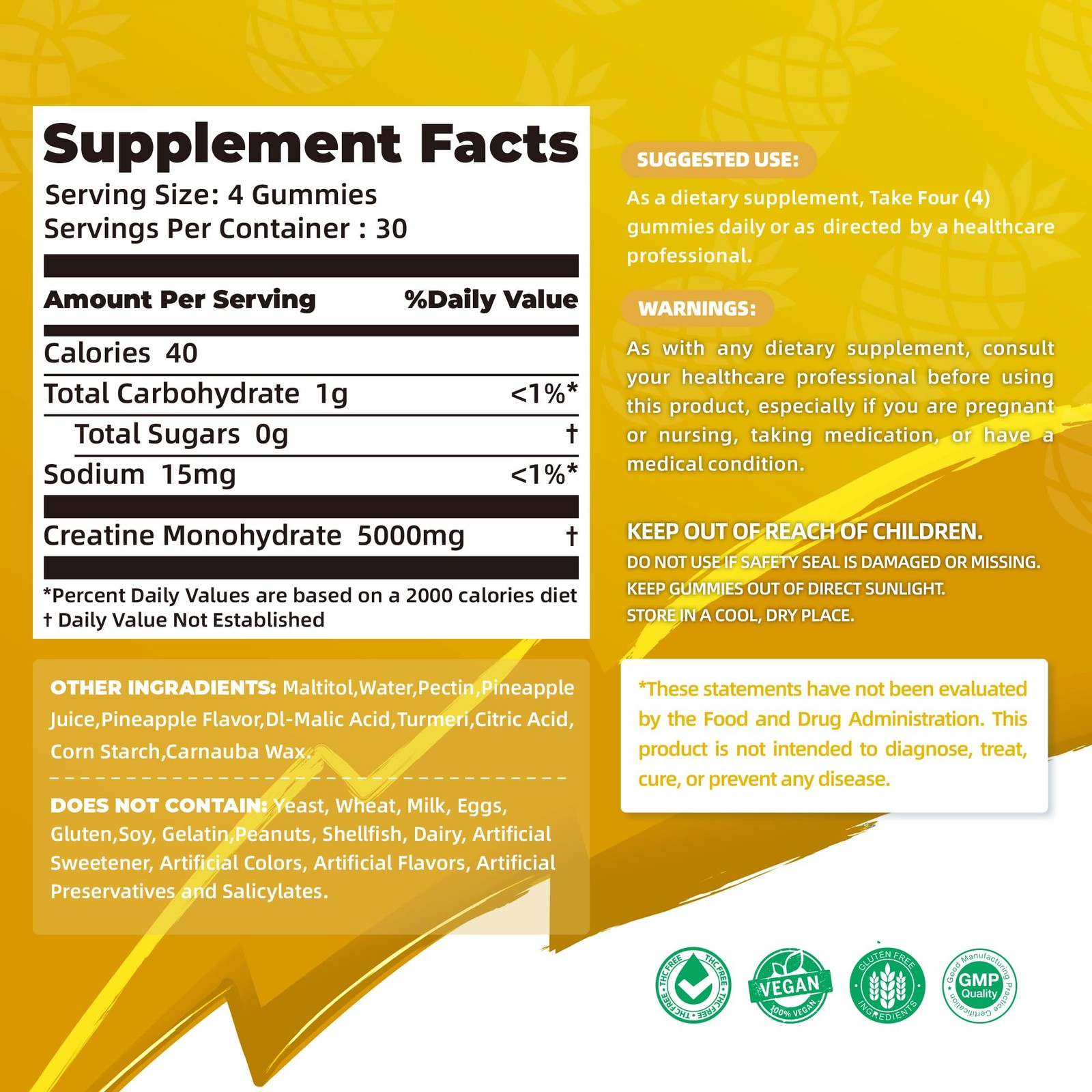 NSF Certified Creatine Gummy – Creatine Monohydrate Gummies 5000mg for Men an…