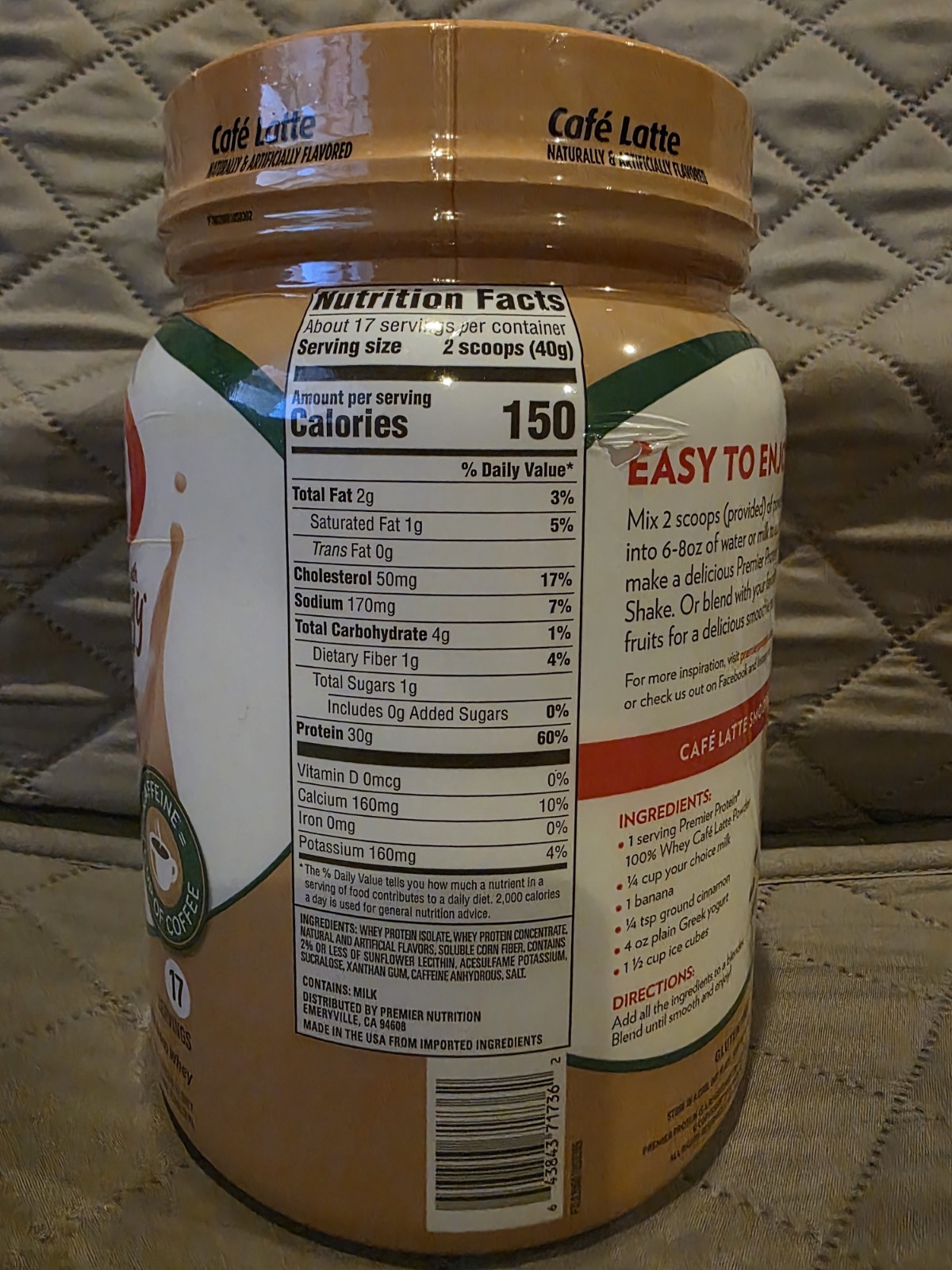 Premier Protein Powder, Café Latte, 30g Protein, No Added Sugar, 100 Whey Pro…