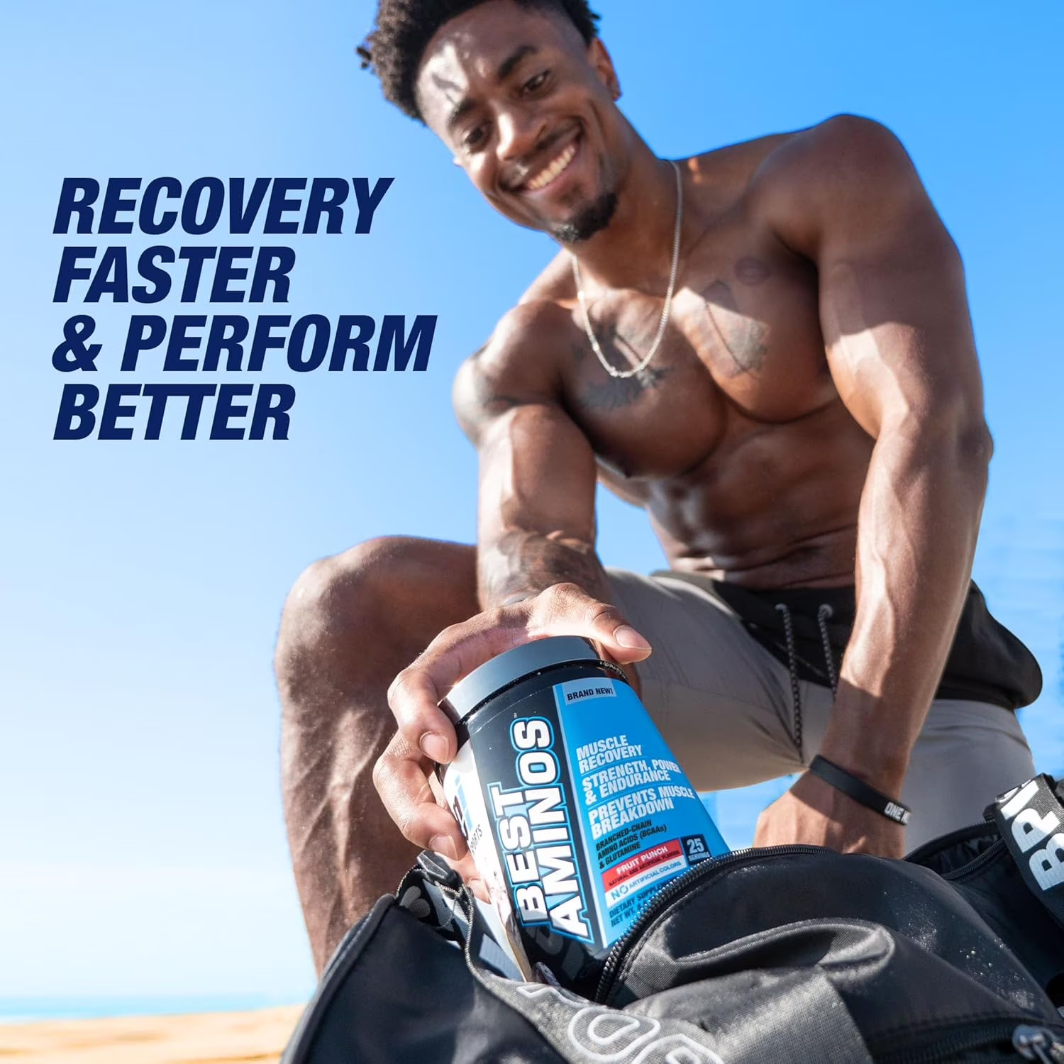 Best Aminos – BCAA Powder Post Workout & Glutamine Recovery Drink with Branched