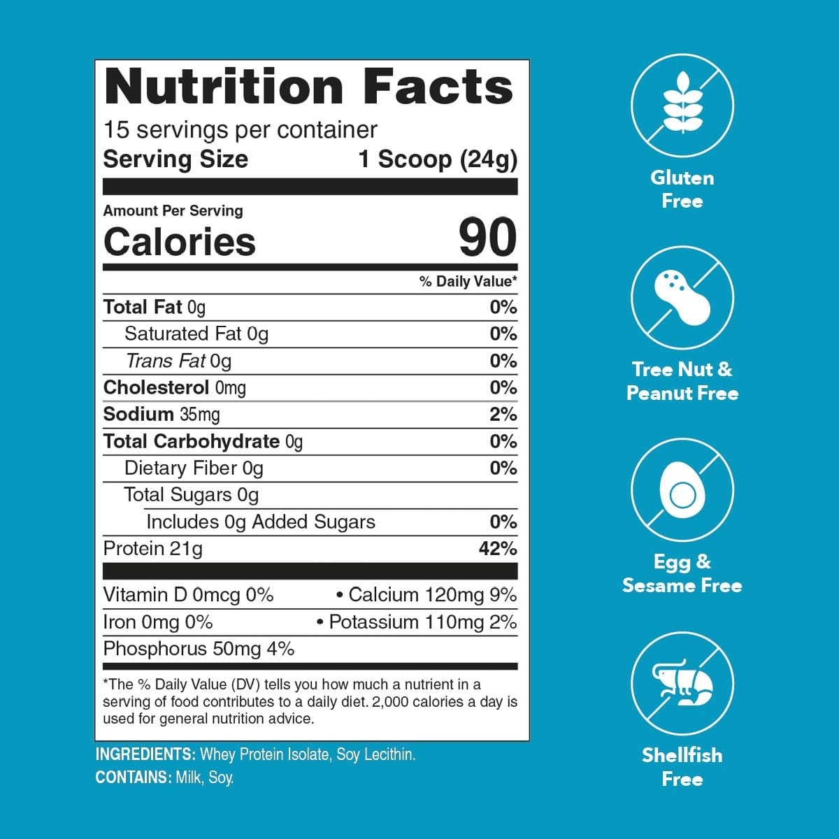 Unflavored Protein Powder | 21g 100% Whey Isolate Protein Powder | Unflavored…