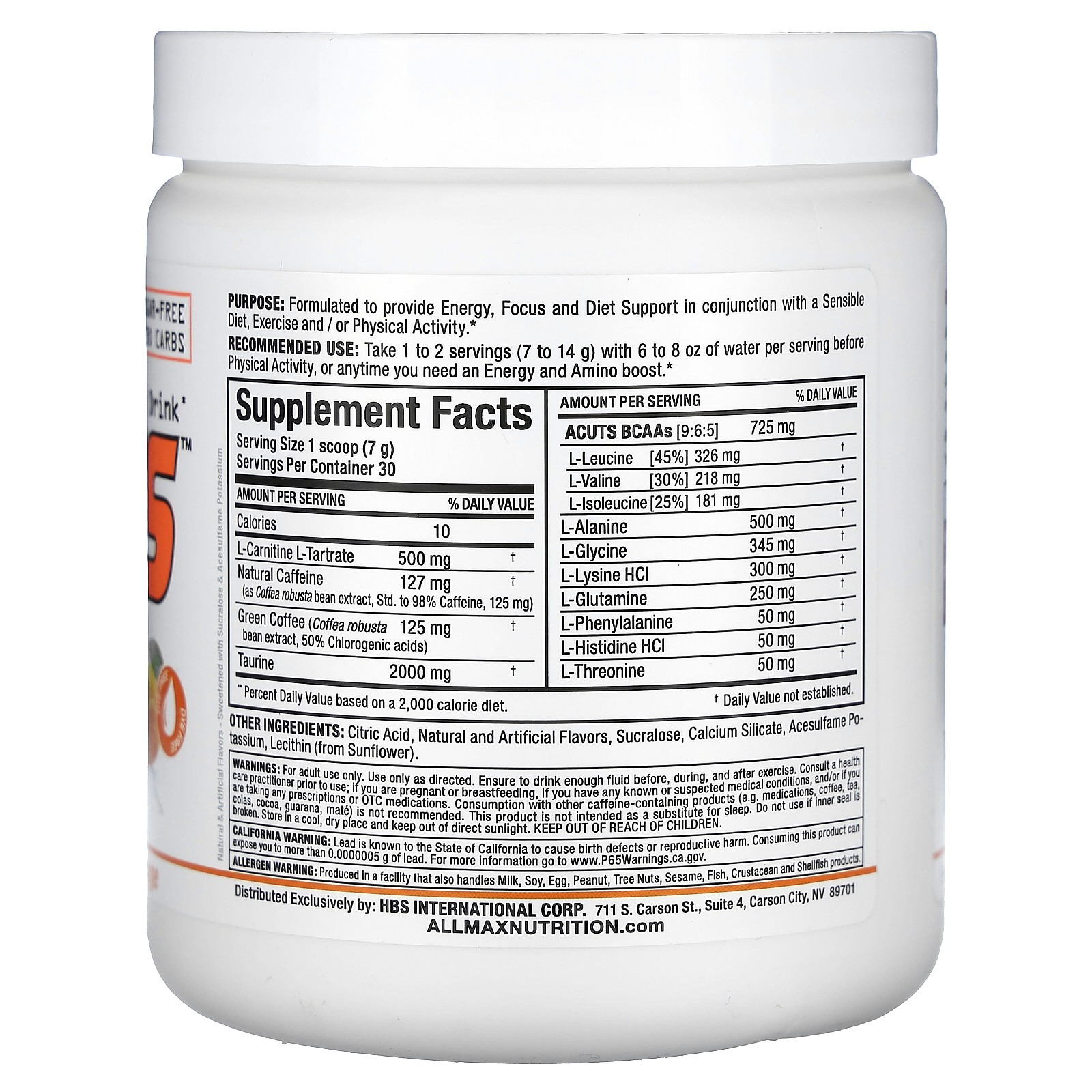 ACUTS, Amino-Charged Energy Drink, Orange, 7.4 oz (210 g)