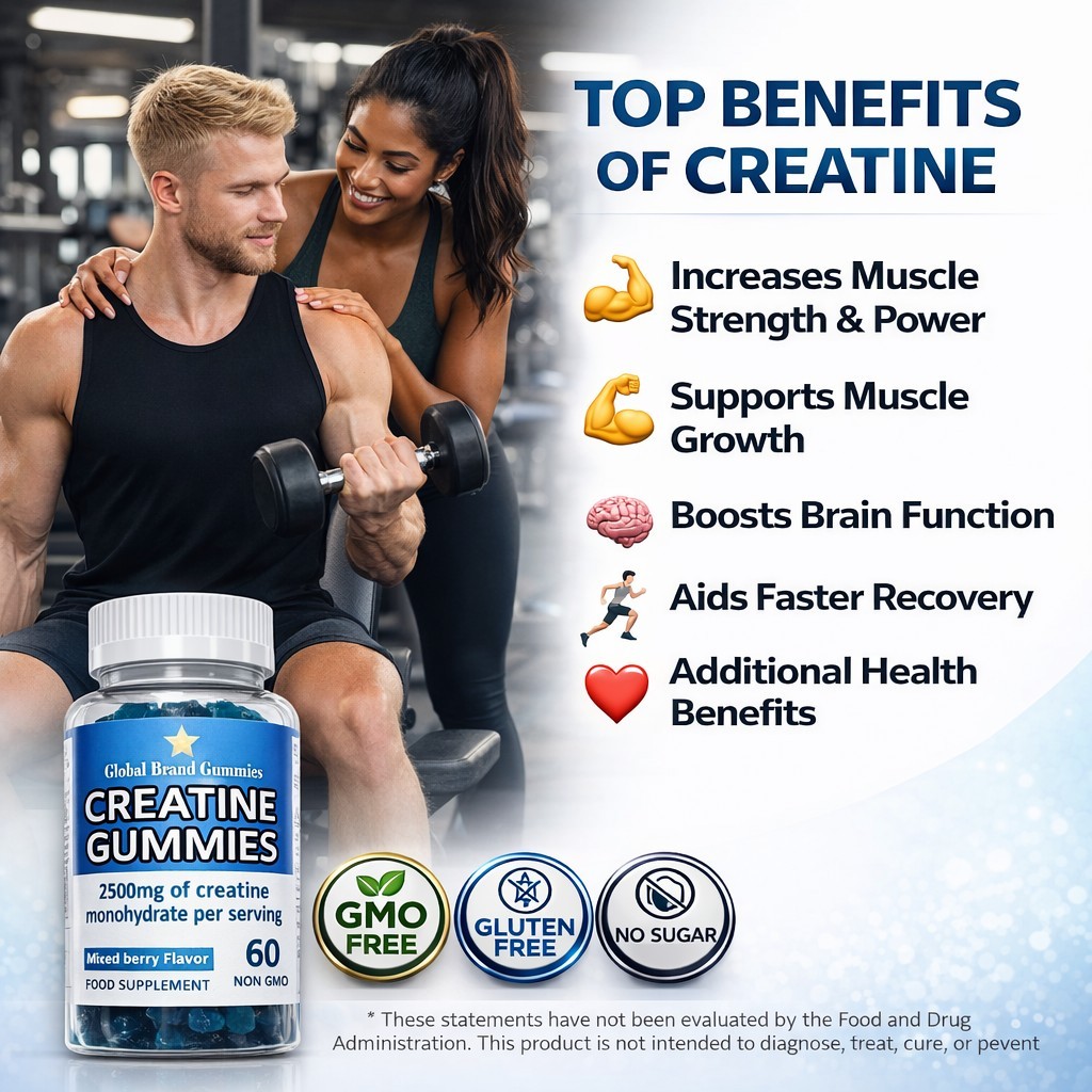 Creatine Monohydrate Gummies 3 Pack Lot 180 Count 2500mg Muscle Growth Strength