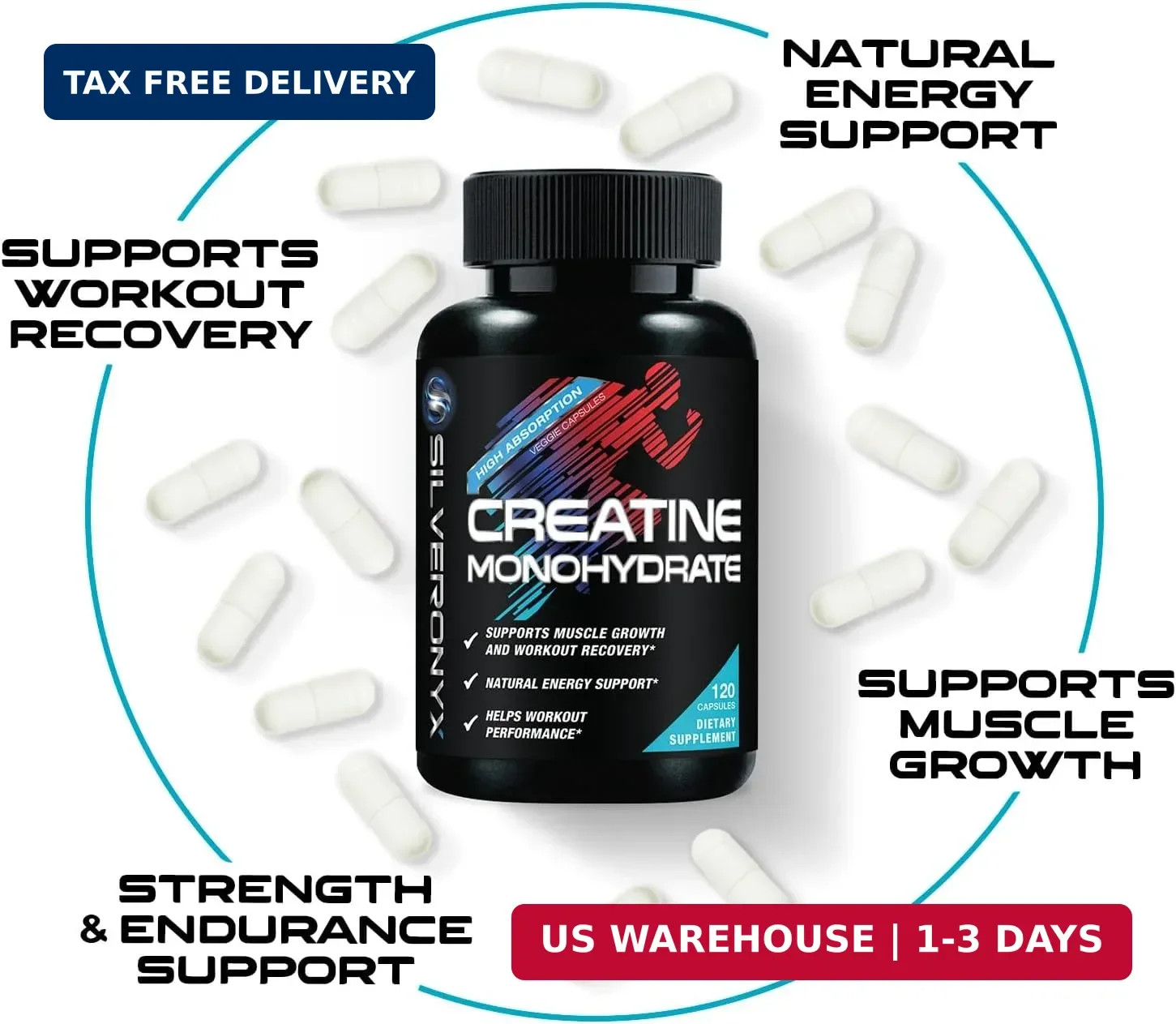 Creatine Monohydrate 3000mg Per Serving – 3X Strength Micronized Creatine Powder