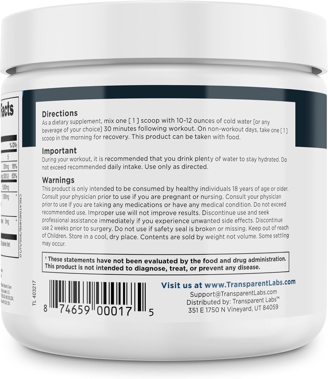 Creatine HMB Powder Muscle Growth Strength Energy – Unflavored 30 Servings