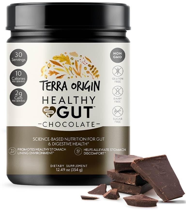 Healthy Gut Chocolate with L-Glutamine Zinc Glucosamine Slippery Elm 30-Servings
