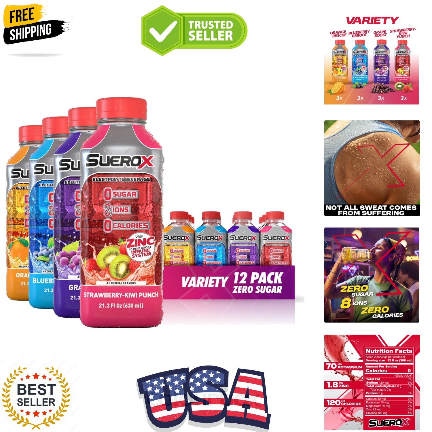 Zero Sugar Electrolyte Drink for Hydration and Recovery, Unique Blend of Elec…