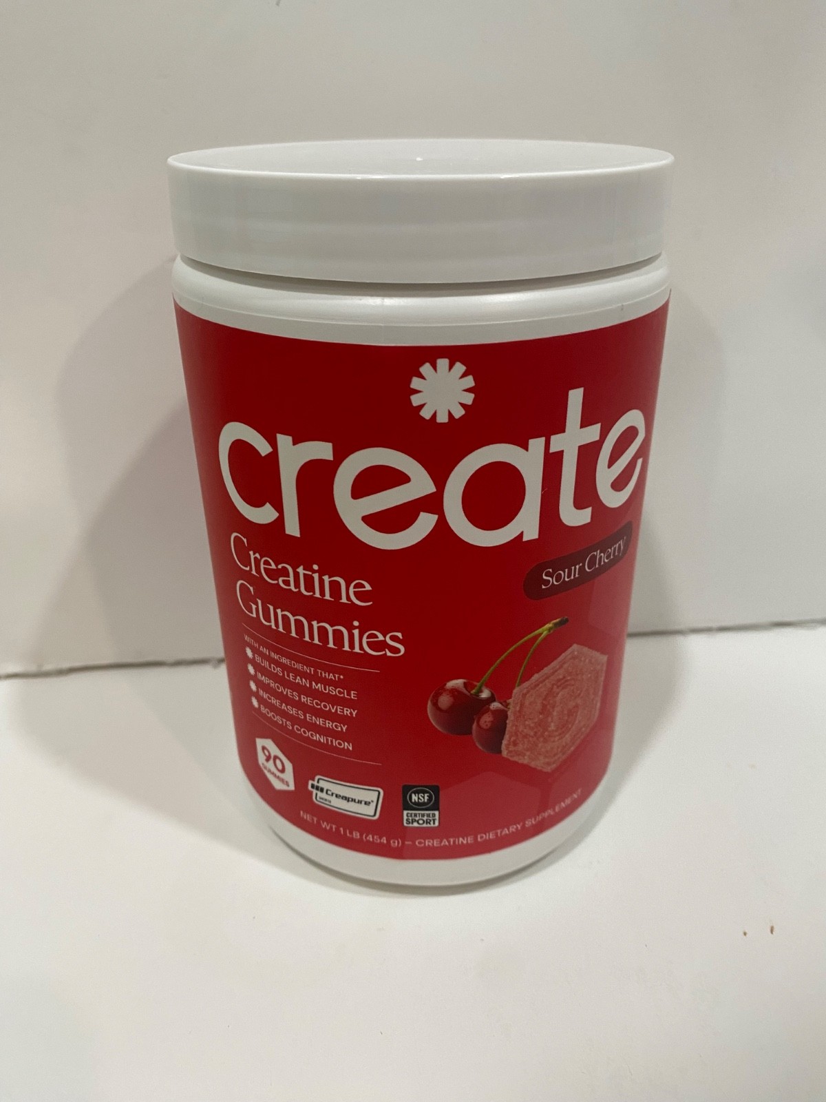 Create Creatine Monohydrate Gummies Strength 90 COUNT(Sour Cherry) BRAND NEW