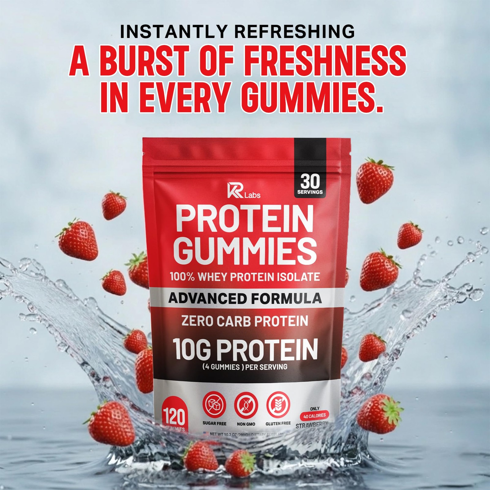 KR Labs Strawberry Zero Carb Whey Isolate Gummies 300g