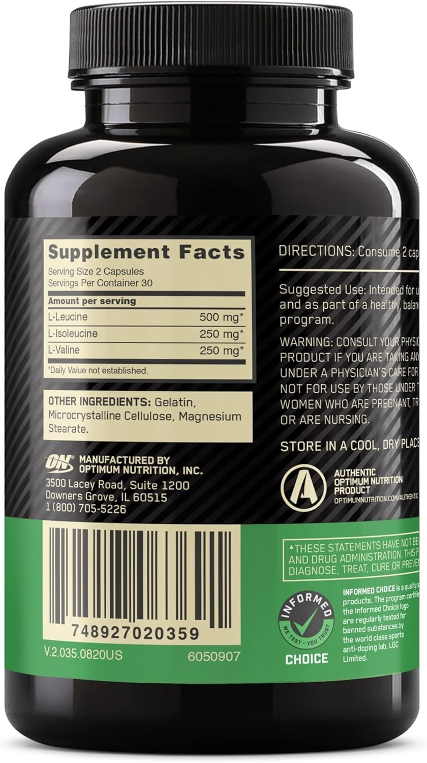 Instantized BCAA Capsules 60 Count for Muscle Support