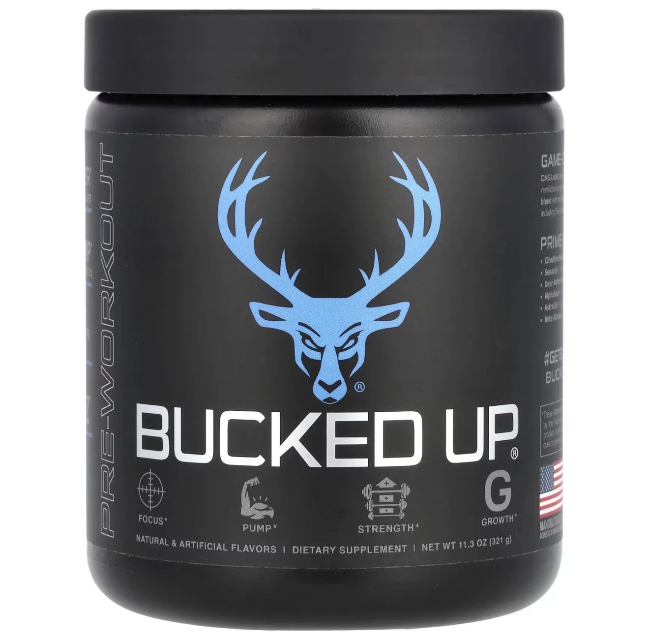 BUCKED UP PRE-WORKOUT Pump Focus Energy Endurance Strength Growth – Blue Razz
