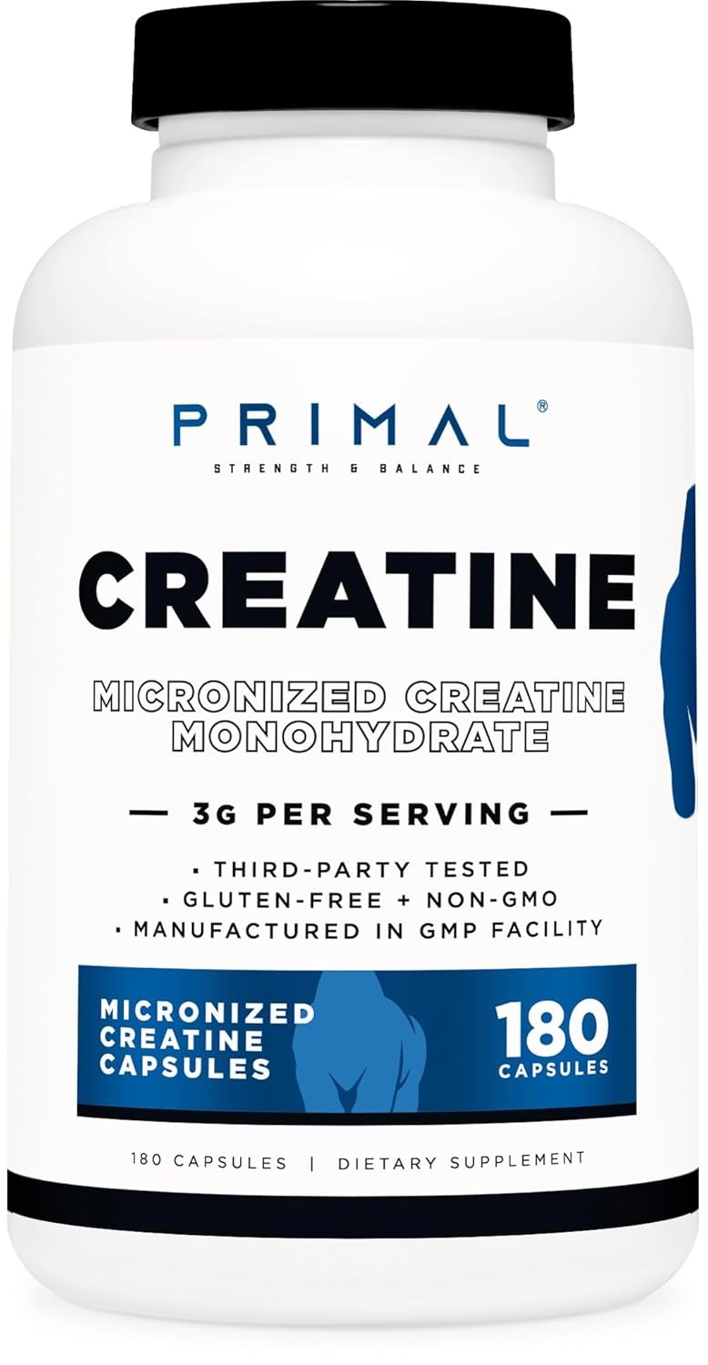 Creatine Monohydrate 3000 Mg Micronized 180 Capsules Suppl
