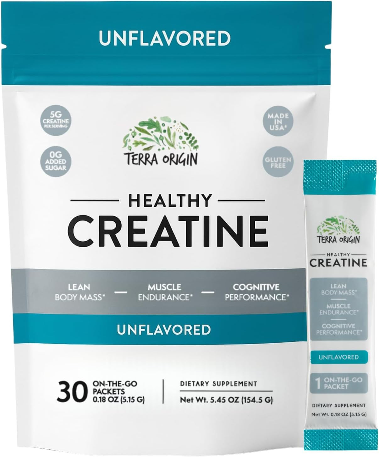 Healthy Creatine Micronized Monohydrate Powder | 30 Stick Packs | Support for Mu