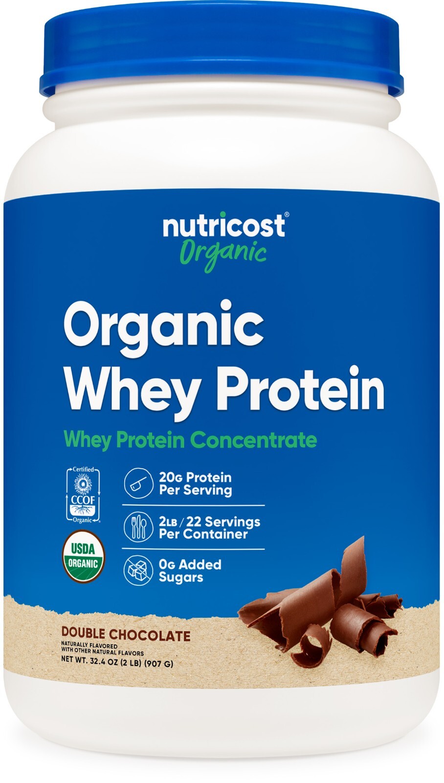 Nutricost Organic Whey Protein Concentrate, Double Chocolate Flavored, (2LBS)