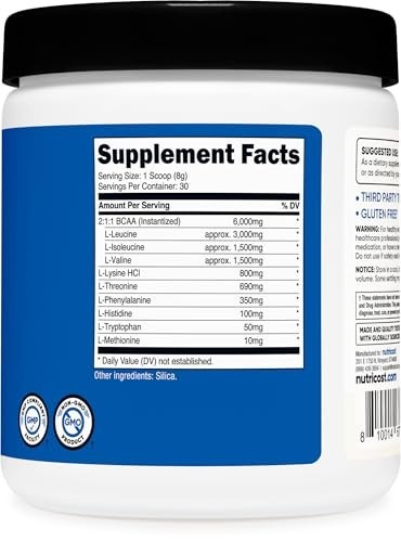 Essential Amino Acids Powder – 30 Servings, Unflavored, Non-GMO, Gluten Free, Ve