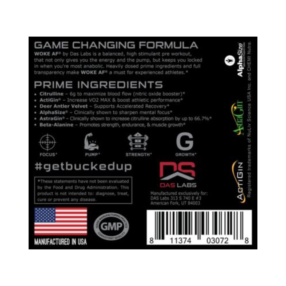 Woke AF High-Stimulant Pre-Workout – Rocket Pop (12.67 oz. / 30 Servings)