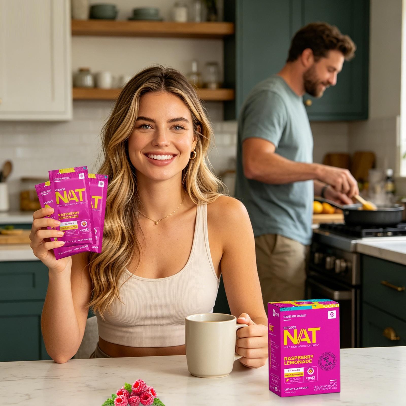 PRUVIT Keto OS NAT Raspberry Lemonade Charged 20 Pack Sealed New