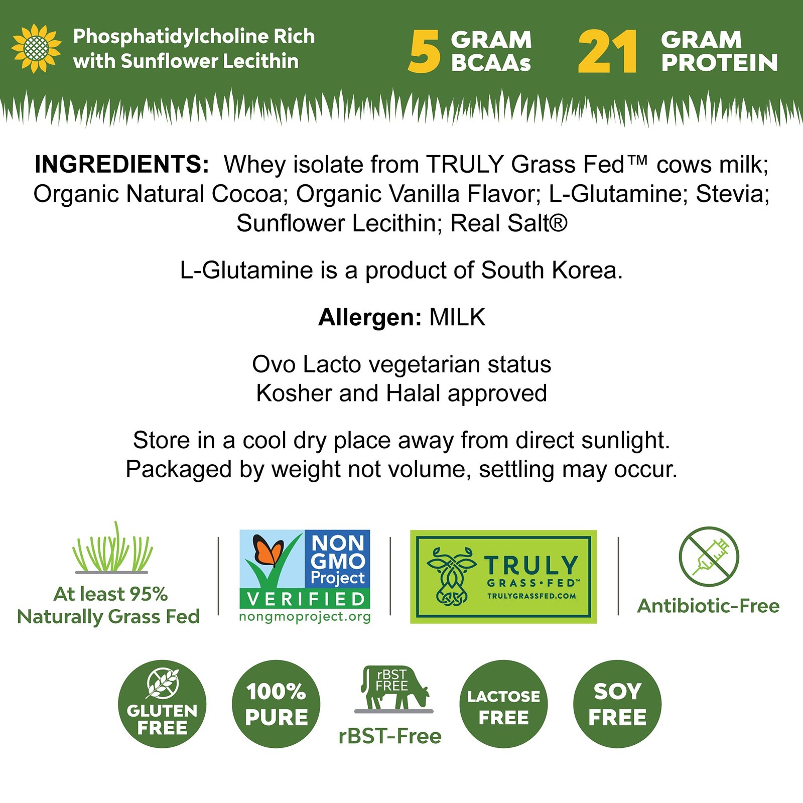 Grass-fed Whey Protein Isolate Powder – Rich Chocolate Malt Flavor – 1 Lb | 1…