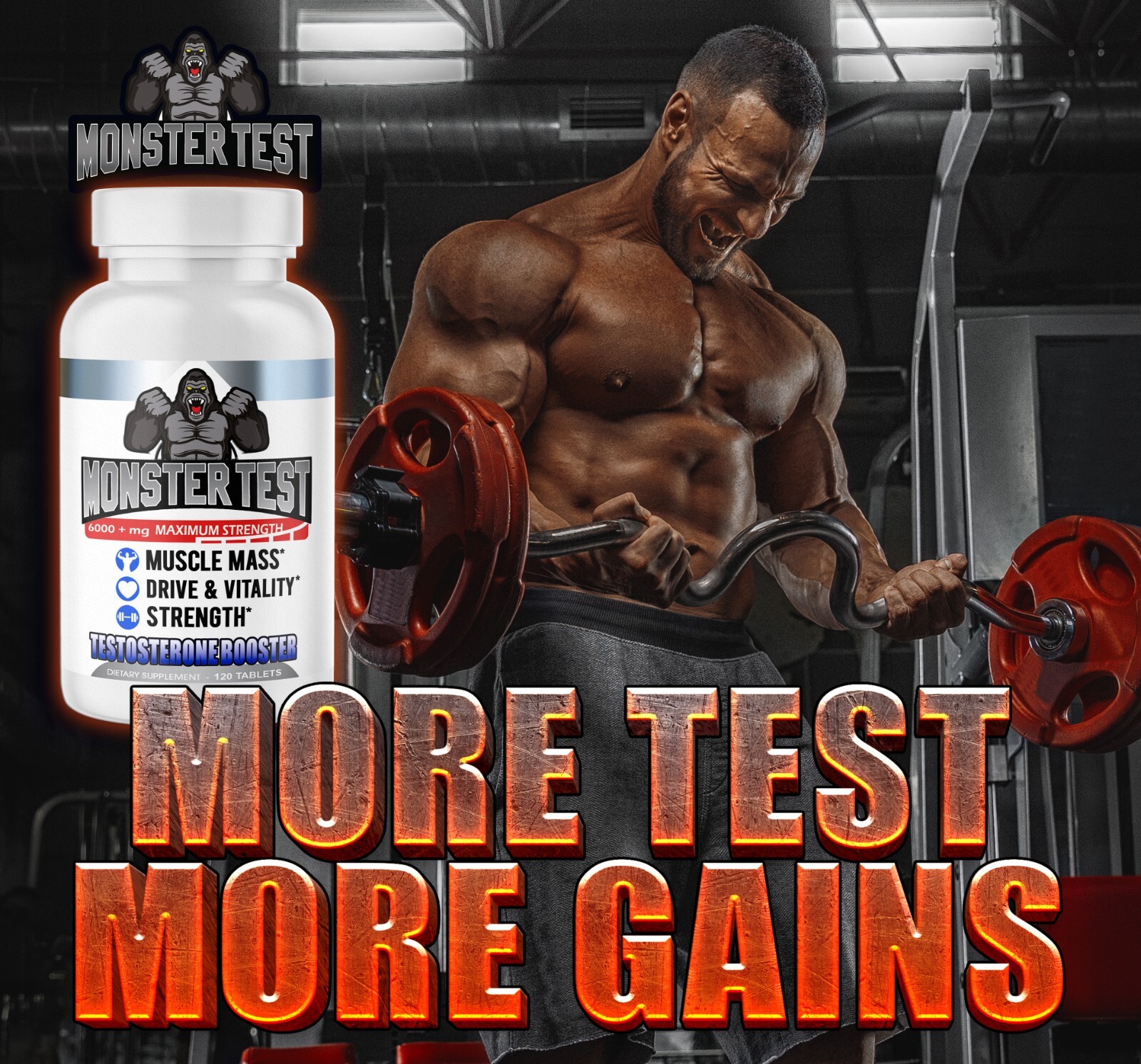 Testosterone Booster Monster Test Testosterona + Monster Test Nitric Oxide 2-PK