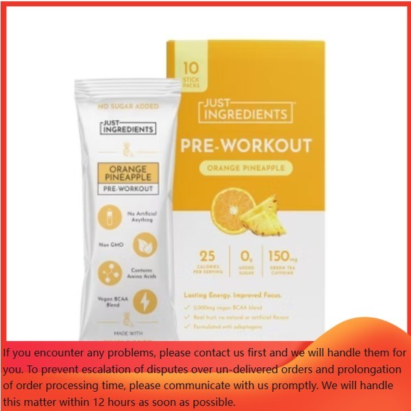 Just Ingredients Pre-Workout Sports Drink Powder- Orange Pineapple – 5.89oz/10ct