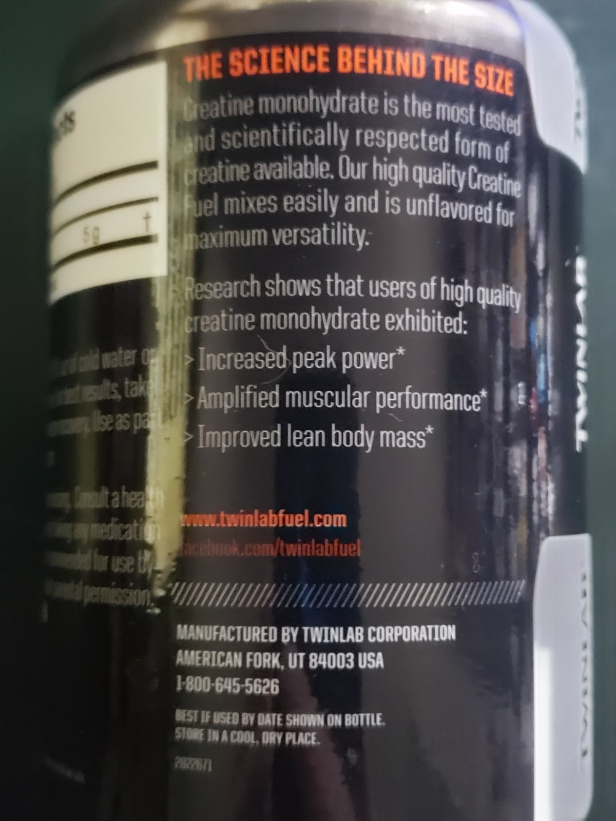 TwinLab – CREATINE Fuel Powder – Strength – Unflavored 60 Servs – Exp 7/2027