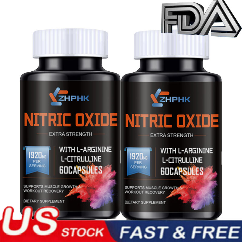 2-Pack Nitric Oxide Booster Supplement w/ L-Arginine Premium Workout Muscle