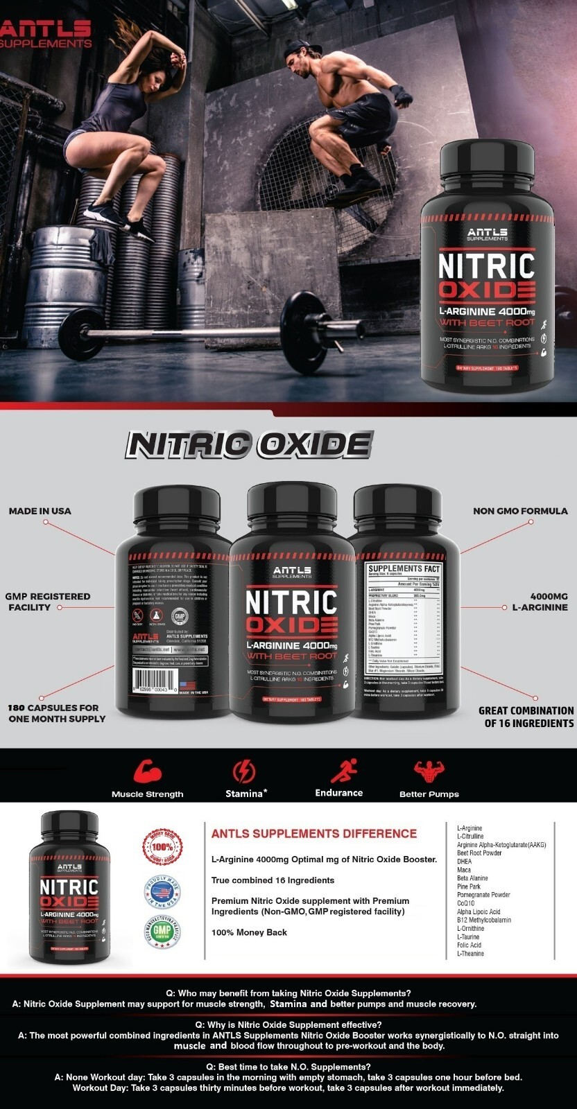Nitric Oxide Testosterone Booster Pre Workout Multivitamin Men Xtreme Stamina