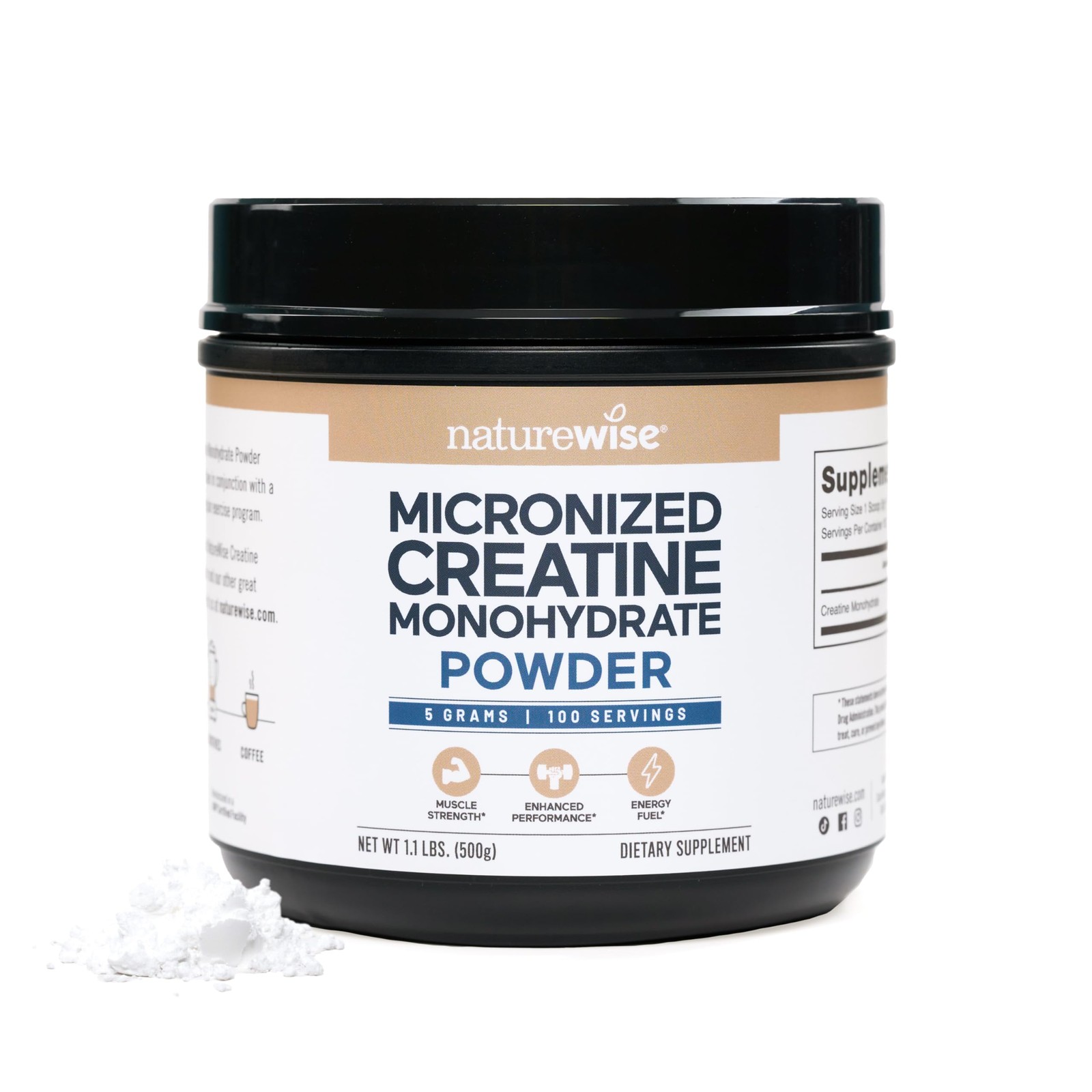 NatureWise Micronized Creatine Monohydrate 1.1 Pound (Pack of 1), White
