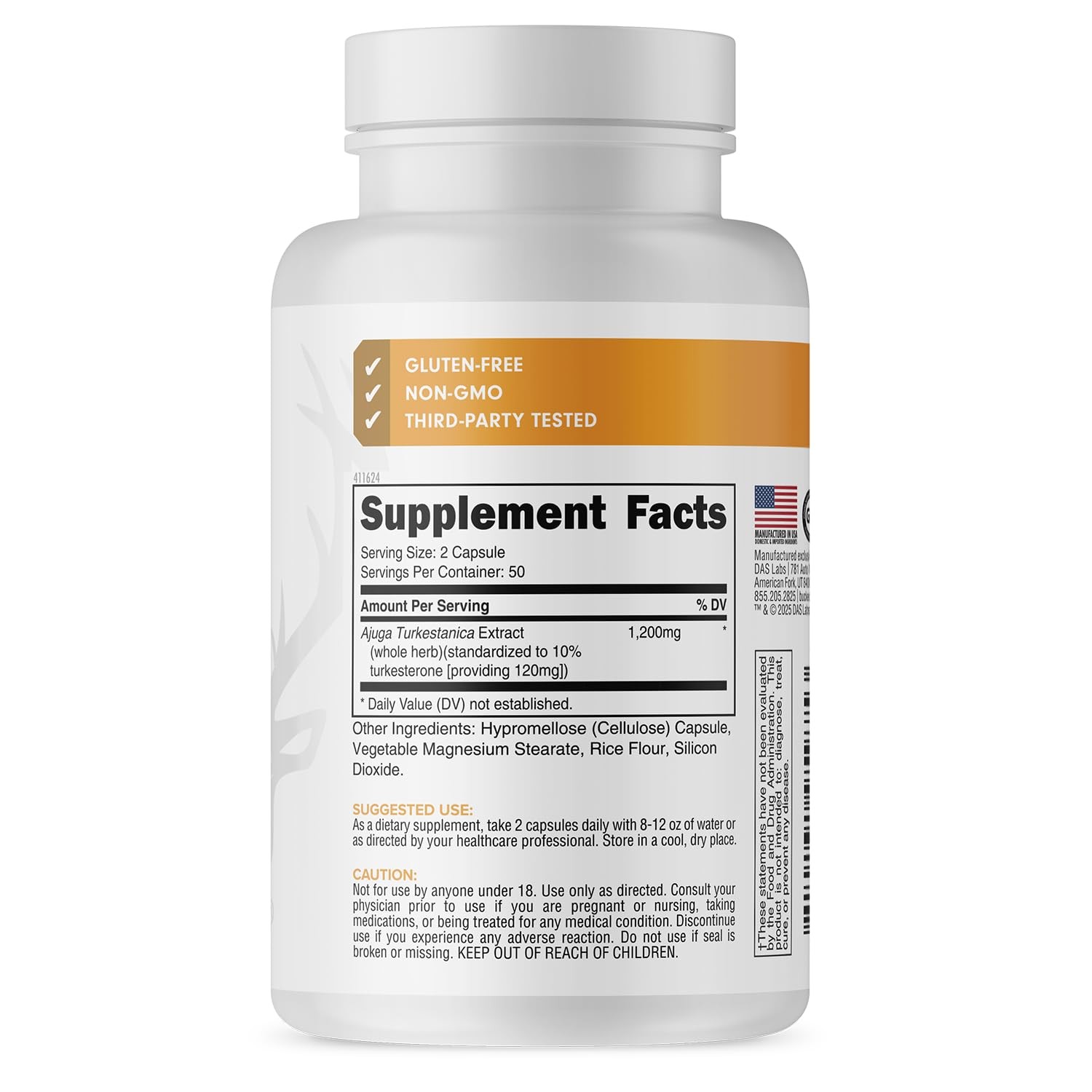 Bucked Up Turkesterone 1200mg Ajuga Turkestanica Extract 100 Capsules 50 serving