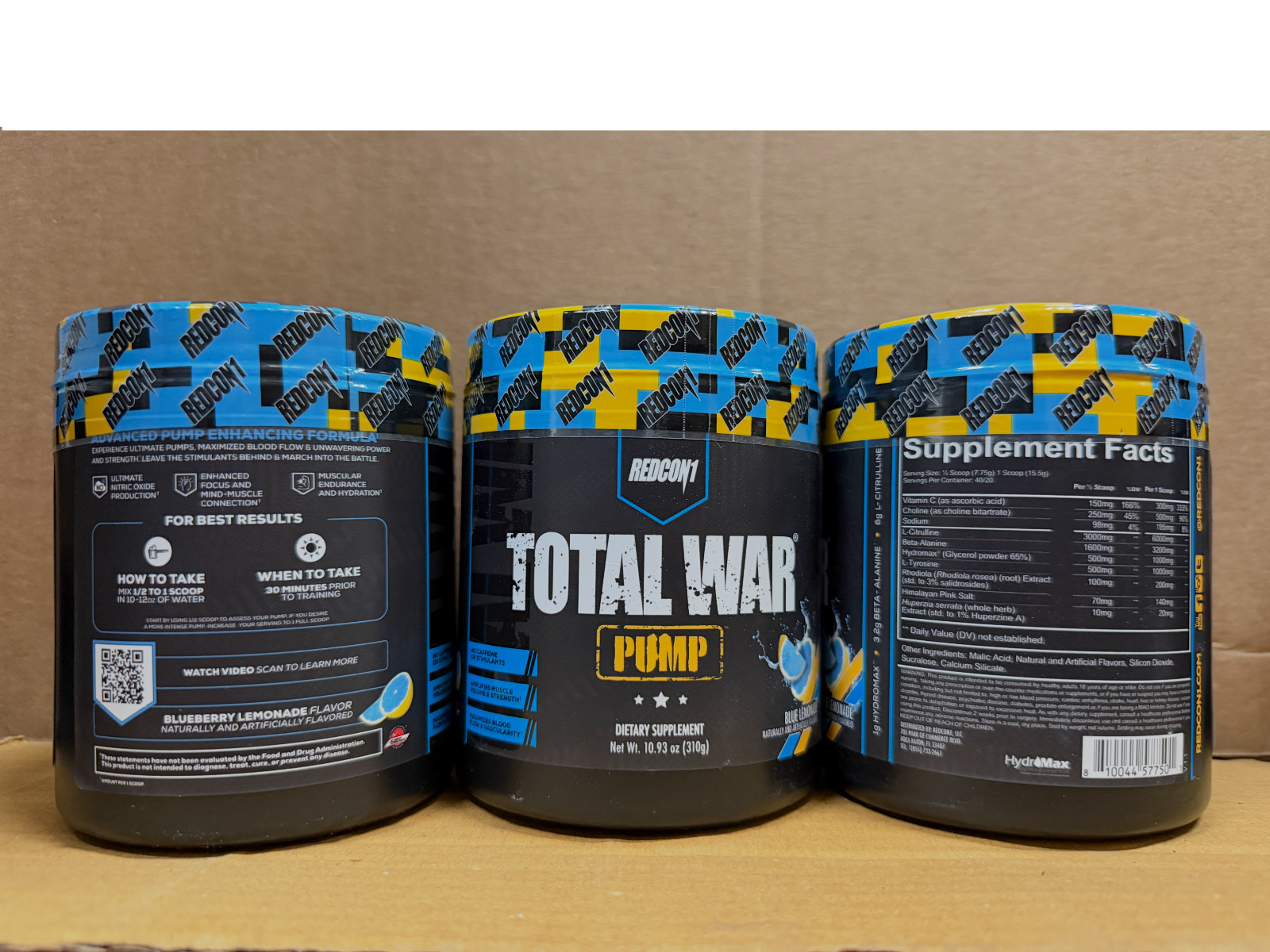 3 Pack REDCON1 TOTAL WAR PUMP Blue Lemonade Stim Free PreWorkout 30 Srv 2027 EXP