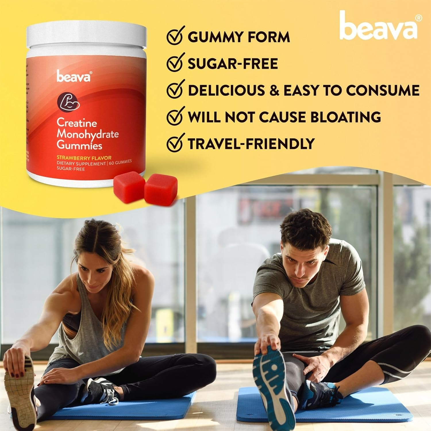 Beava Creatine Monohydrate Gummies – Vegan Creatine Chews | 30 Servings