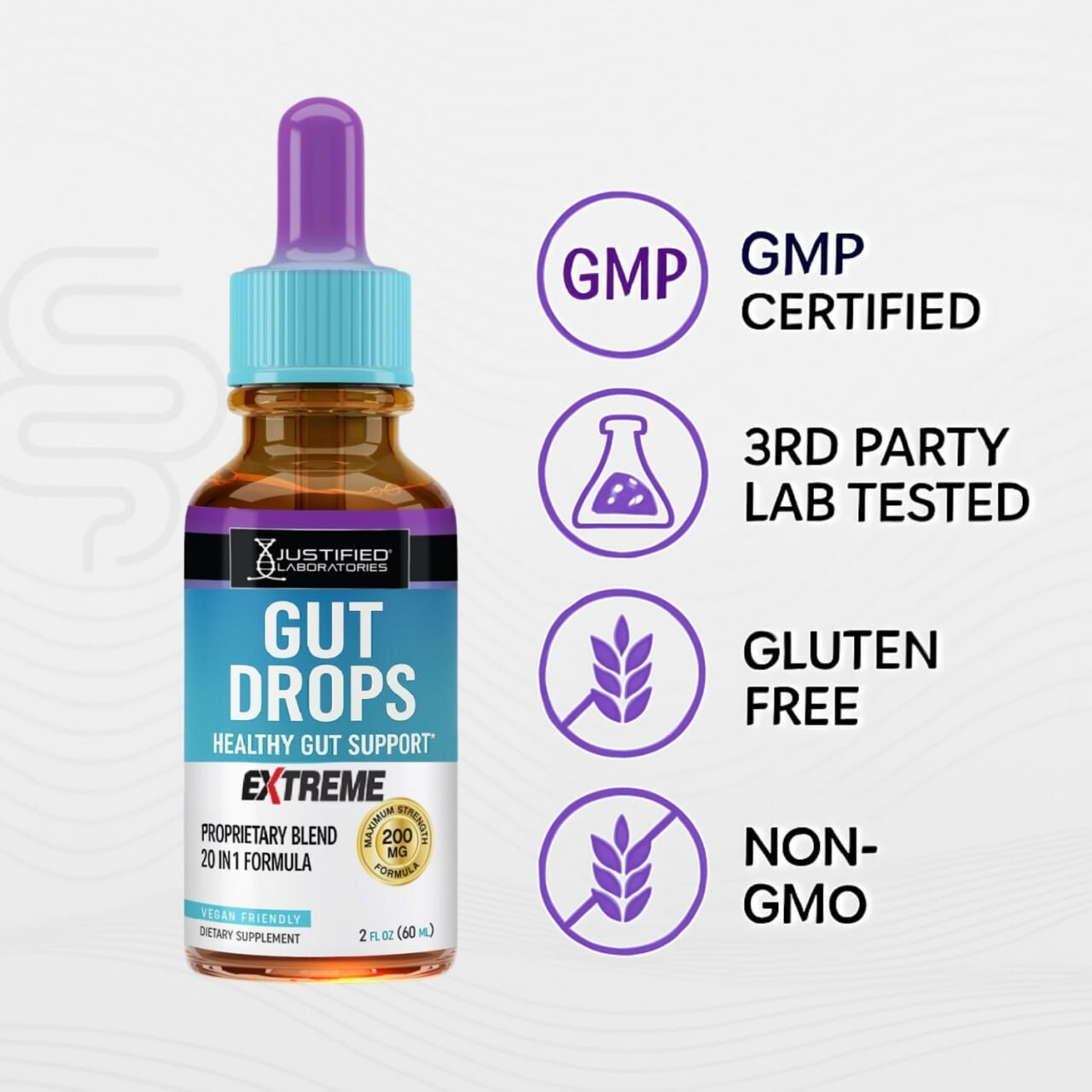 Gut Drops Extreme 200MG Healthy Gut Support 20-in-1 Proprietary Blend 10 Pack