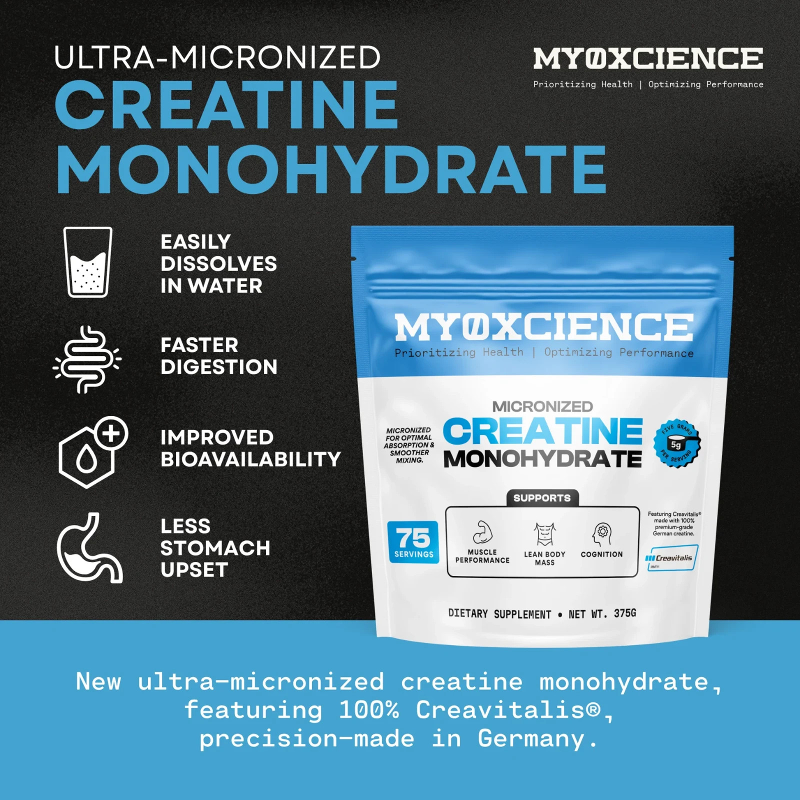 MYOXCIENCE Micronized Creatine | with 100% Creavitalis—The World’s Purest Mic…