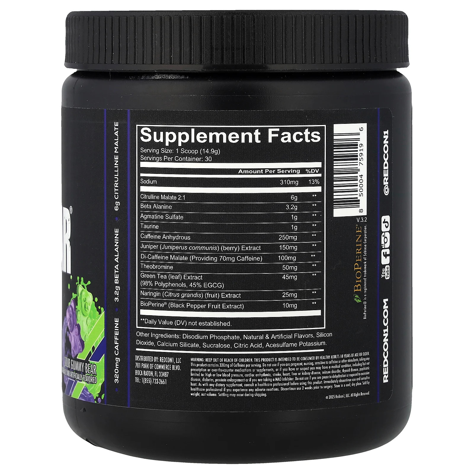 Total War, Preworkout, Sour Gummy Bear, 15.77 oz (447 g)