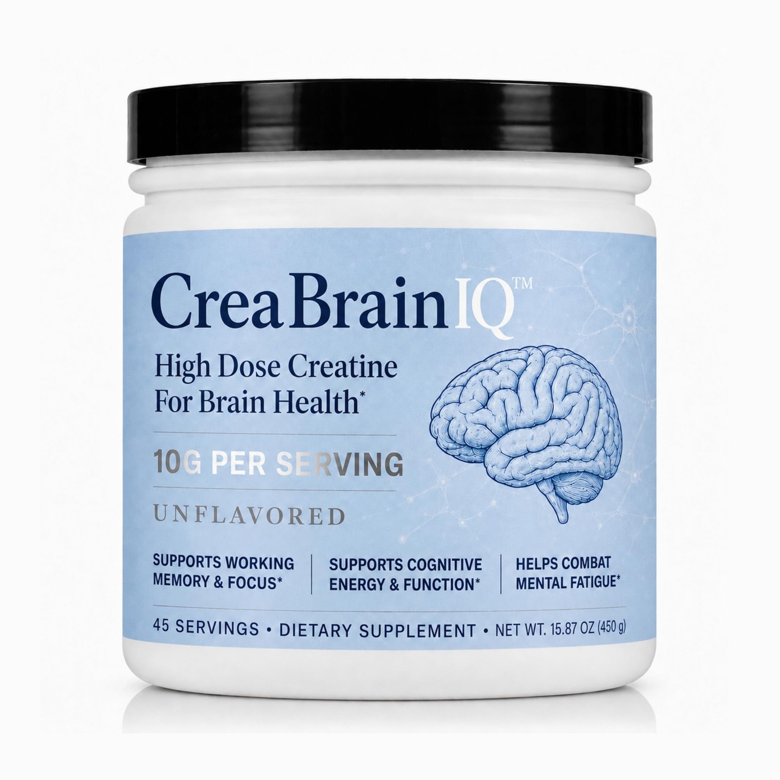CreaBrainIQ High Dose Creatine Powder for Brain Health – 10g Per Serving – Su…