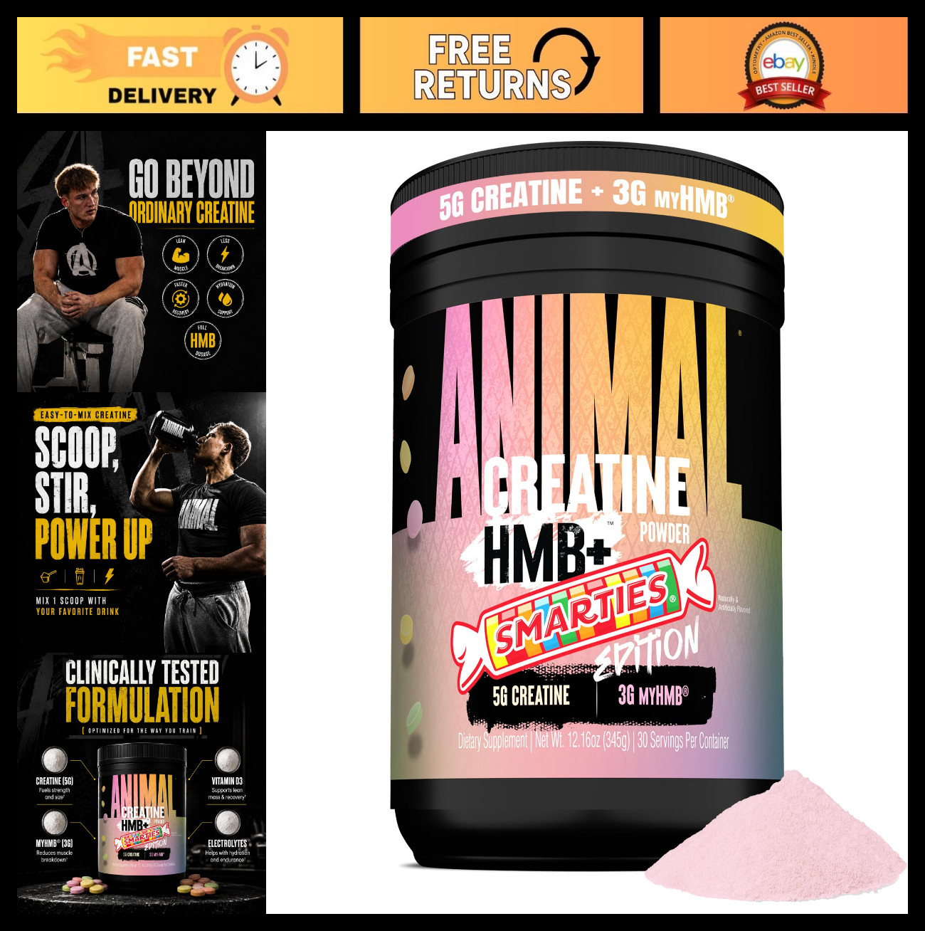 Creatine HMB Powder with Electrolytes – 3g myHMB + 5g Creatine for Muscle Growth