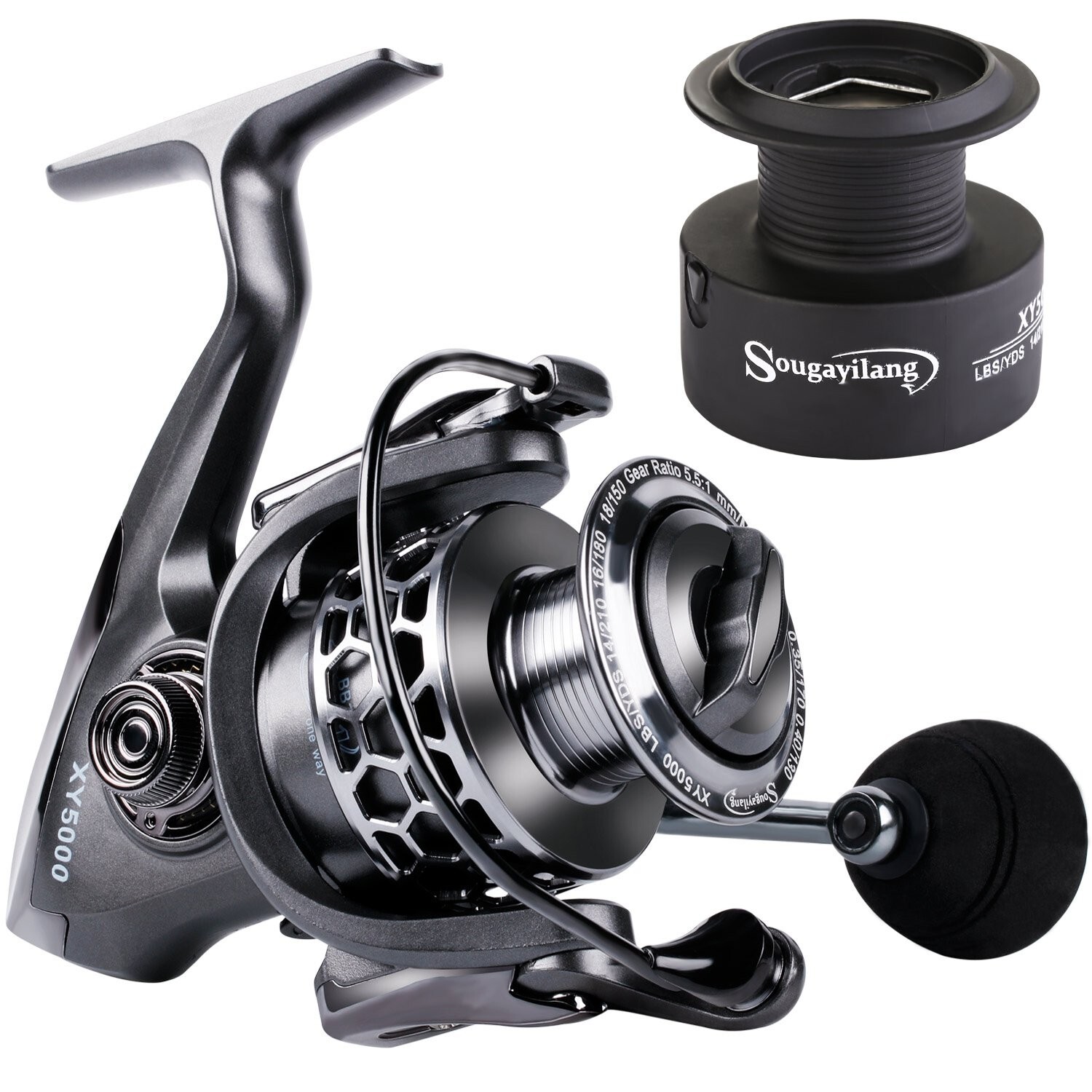 Sougayilang Fishing Reel 13+1BB Light Weight Ultra Smooth Aluminum Spinning F…