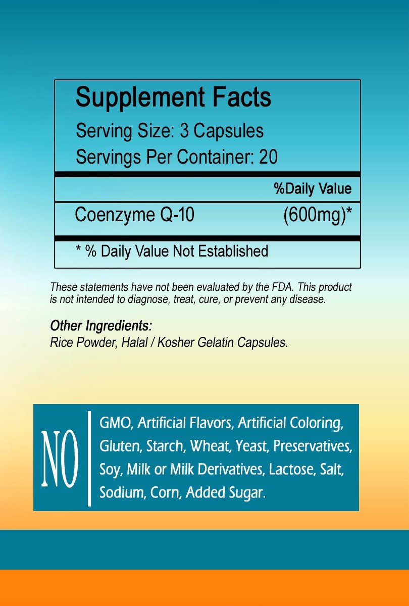 CoQ-10 Capsules 600mg Per Serving – Premium Quality – Fast Shipping#