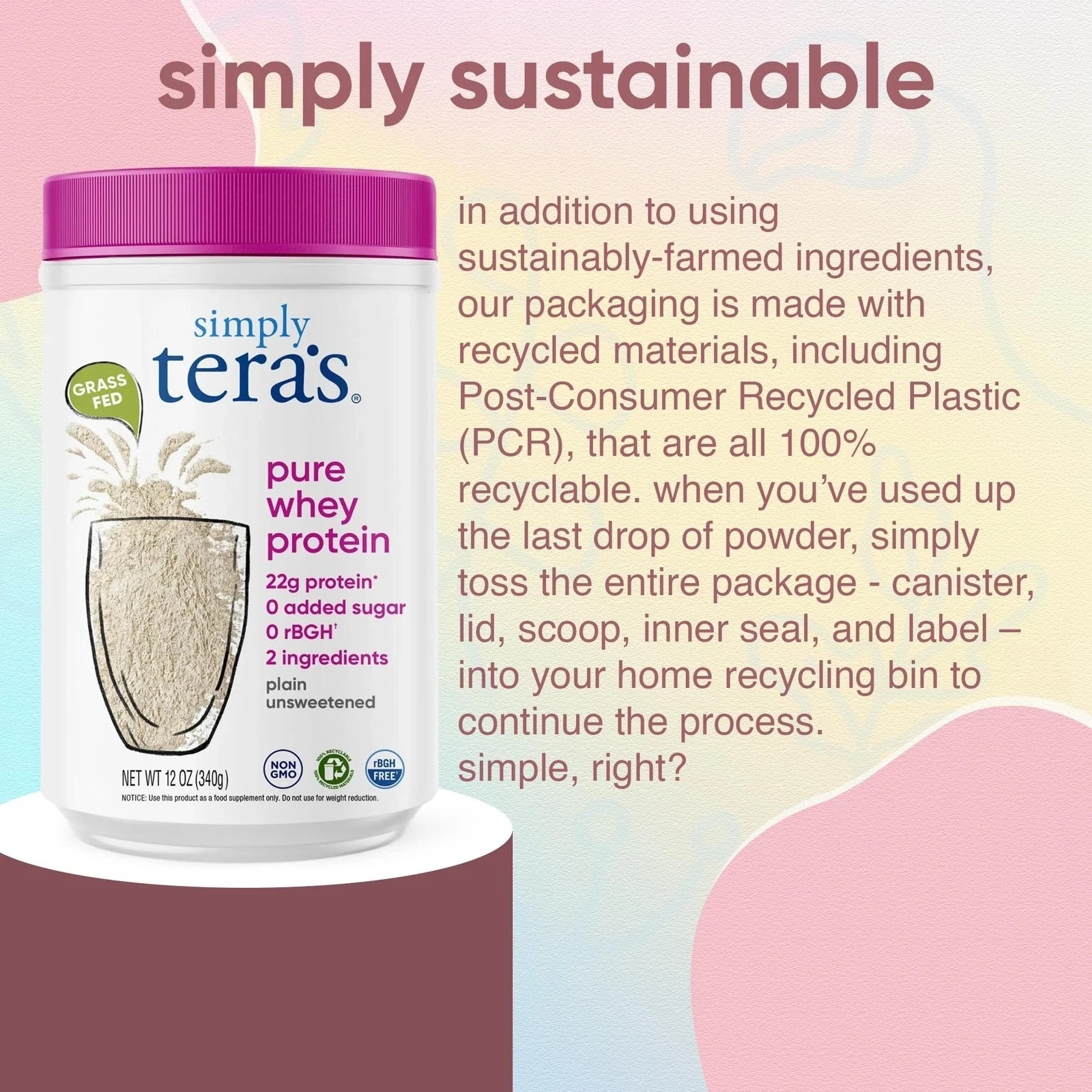 Simply teras Pure Whey Protein Powder – Grass Fed Whey Protein Powder, Clean …
