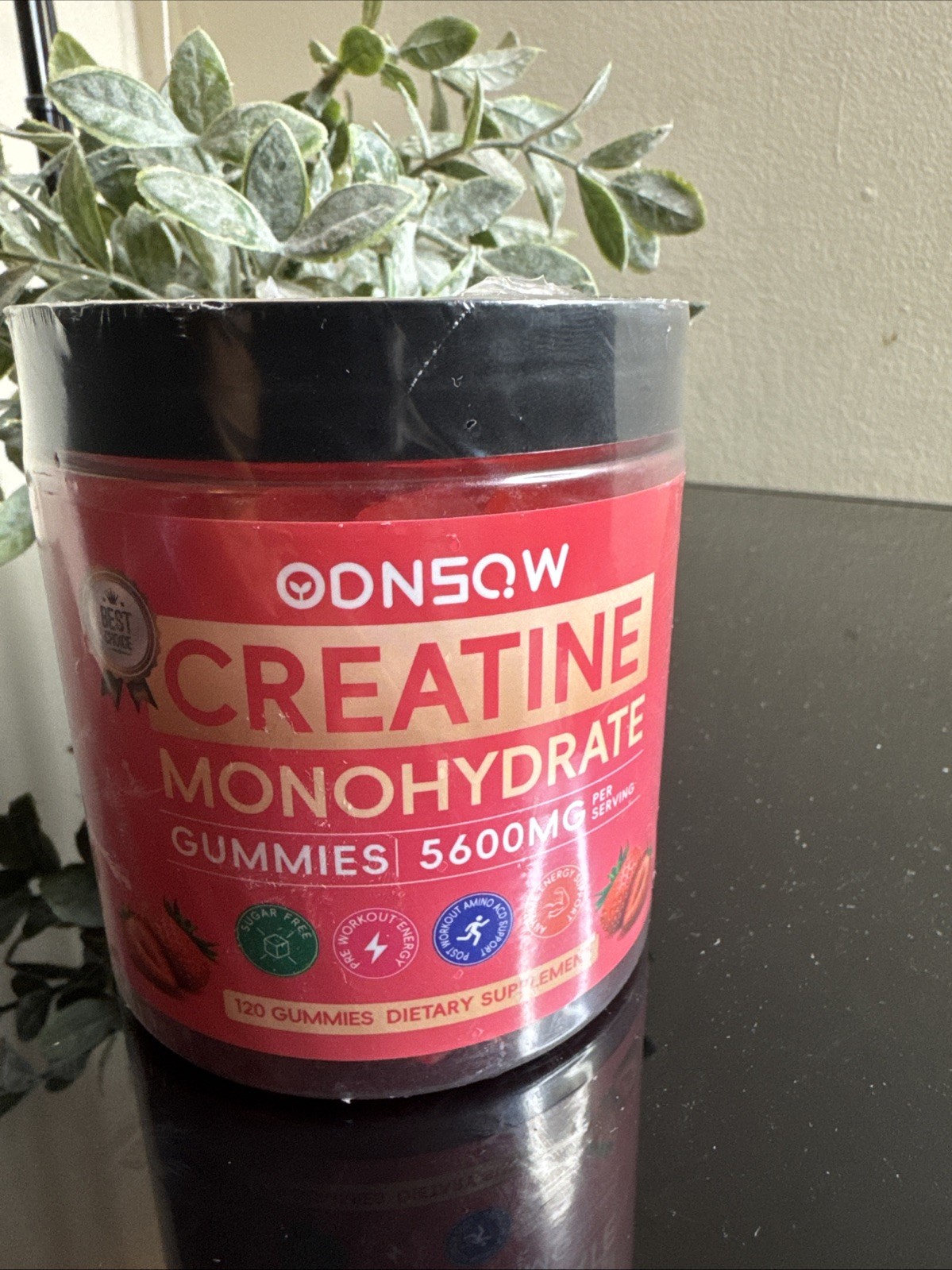 Creatine Monohydrate 120 Gummies Strawberry 5600mg Per Serving Vegan-Sugar Free