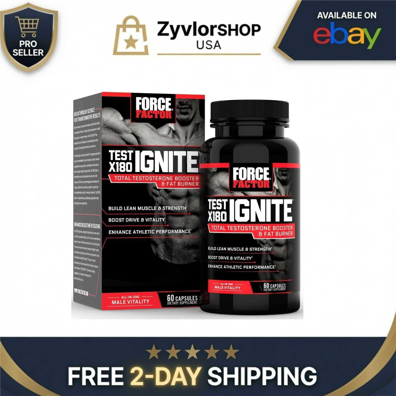 Force Factor Test X180 Ignite Testosterone Booster for Men 60 Count