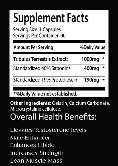Tribulus Terrestris Extract 1000mg Premium Quality (1 Bottle, 90Ct)